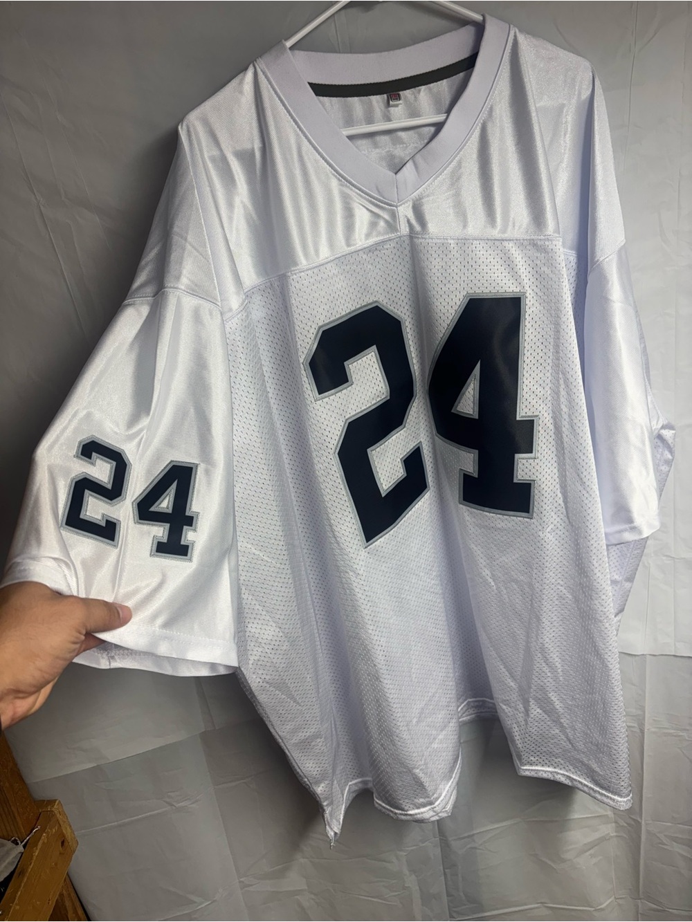 Men's White Athletic Jersey Shirt with Black Number 24